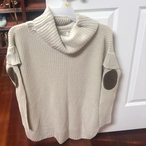 Elbow patch poncho sweater